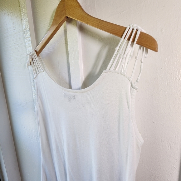IN EXTENSO White Tank Top Dress Beads Fringe - Picture 4 of 12